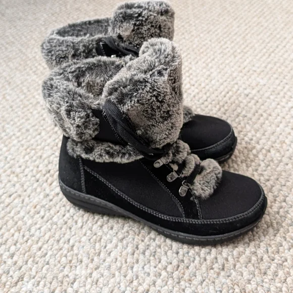 Women's Aetrex Fiona Lace Up Fur Boots Size 7.5-8 - Picture 4 of 5